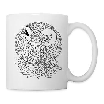 Howling Wolf Mandala Spirit - Mug - white - Right