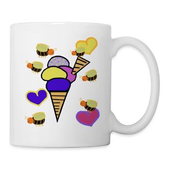 Retro Eis Eiskrem Eiscreme Bienen - Tasse - Weiß - Rechts