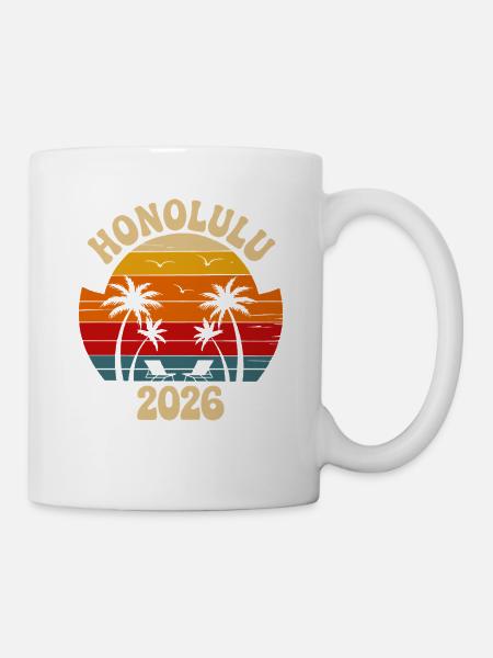 Honolulu Retro Sunset 2026 - Tasse - Weiß