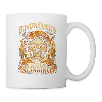 Dia De Los Muertos Between Candles And Marigolds - Mug - white - Right
