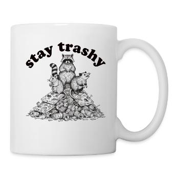 Stay Trashy Waschbär Opossum Stinktier - Tasse - Weiß - Rechts