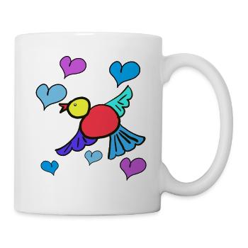 Bird with Hearts Child Children Spring - Mug - white - Right