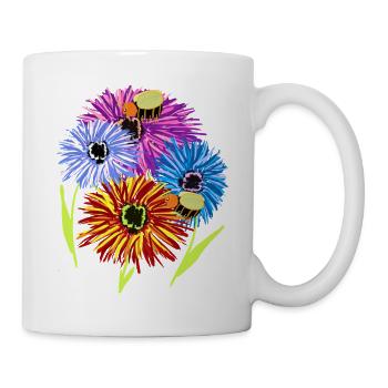 Retro Summer Flowers Bees - Mug - white - Right