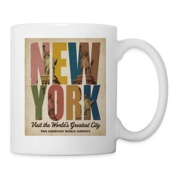 New York Vintage – Freiheitsstatue - Tasse - Weiß - Rechts