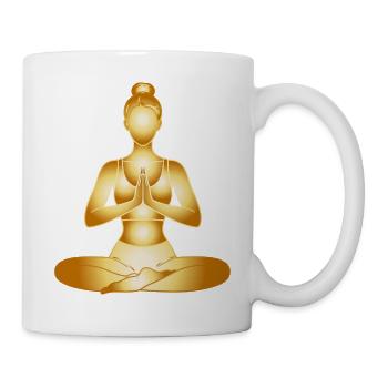 Golden Yoga Woman Meditation Luxury Design - Mug - white - Right