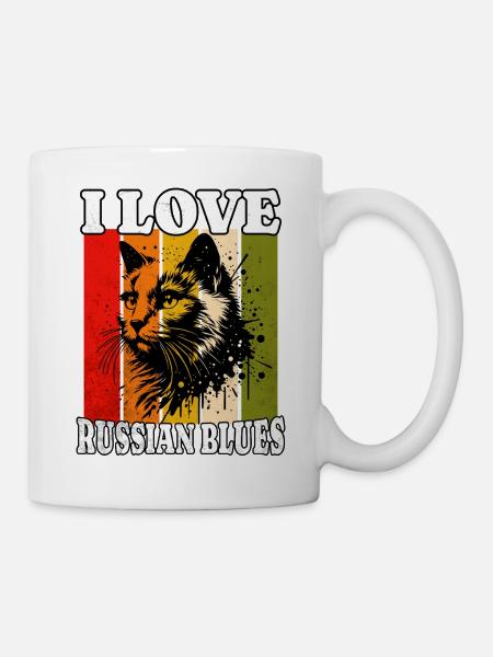 I Love Russian Blue - Tasse - Weiß