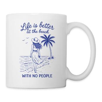 Strand Shirt lustig Urlaub ohne Menschen Humor - Tasse - Weiß - Rechts