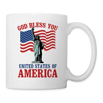 God Bless USA Patriotic Statue Liberty Flag Design - Tasse - Weiß - Rechts