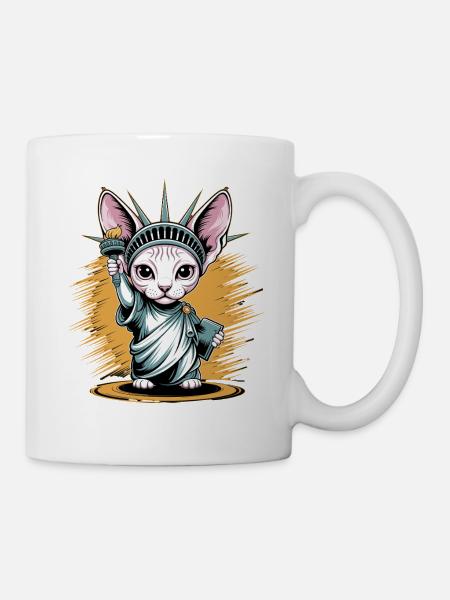 Sphinxkatze Freiheitsstatue Kunstwerk - Tasse - Weiß