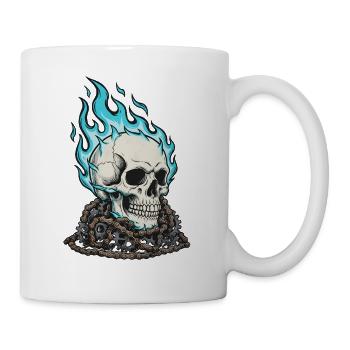 Motorrad Biker V-Twin Motor Skull Totenkopf Rocker - Tasse - Weiß - Rechts