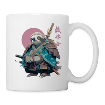 Faultier-Samurai in blauer Rüstung - Tasse - Weiß - Rechts