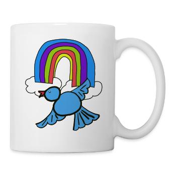 Regenbogen Wolken Vogel im Himmel - Tasse - Weiß - Rechts