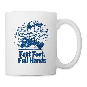 Pieds rapides, mains pleines | Humour de livreur - Mug blanc - blanc - Droite