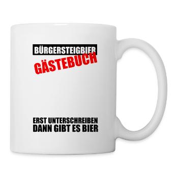 Gästebuch Bürgersteigbier Ortskontrollfahrt OKF - Tasse - Weiß - Rechts