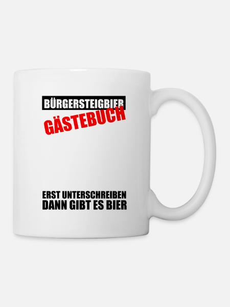 Gästebuch Bürgersteigbier Ortskontrollfahrt OKF - Tasse - Weiß