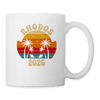 Rhodos 2026 Sonnenuntergang Palmen - Tasse - Weiß - Rechts