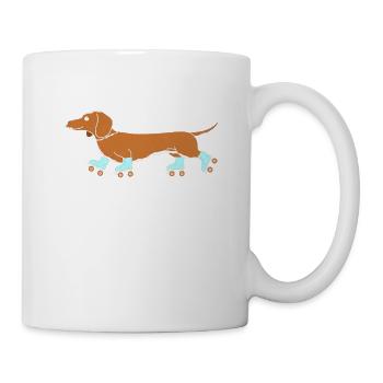Teckel sur patins à roulettes - Mug blanc - blanc - Droite