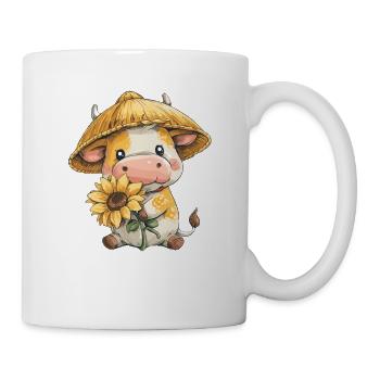 Cow with sunflower and straw hat - Mug - white - Right