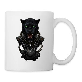 Motorrad Biker V-Twin Motor Skull Panther Rocker - Tasse - Weiß - Rechts