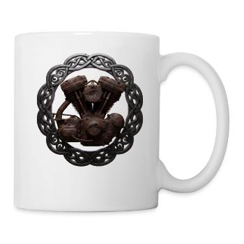 Motorrad Biker V-Twin Motor Skull Totenkopf Rocker - Tasse - Weiß - Rechts
