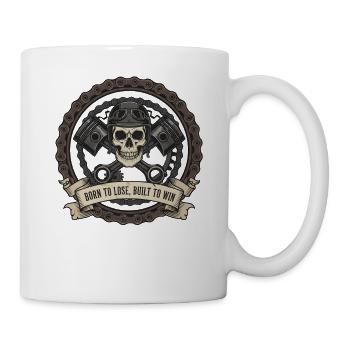 Motorrad Biker V-Twin Motor Skull Totenkopf Rocker - Tasse - Weiß - Rechts