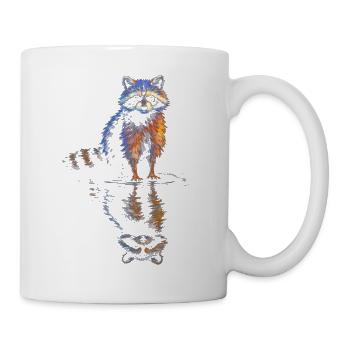 Wasserreflexion Waschbär – Farbenspiel - Tasse - Weiß - Rechts