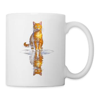 Orangener Katzenkünstler am Wasserspiegel - Tasse - Weiß - Rechts