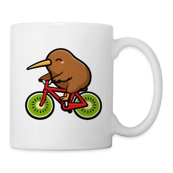Vélo de fruits de kiwi néo-zélandais montant des kiwis - Mug blanc - blanc - Droite