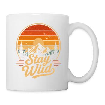 Reste Sauvage Retro Montagnes Coucher de soleil vintage - Mug blanc - blanc - Droite