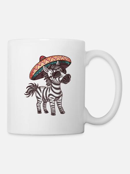 Zebra Comic Lustig Sombrero - Tasse - Weiß