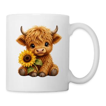 Highland Cow, Highland Cattle, Highland Cow, Sunflower - Mug - white - Right