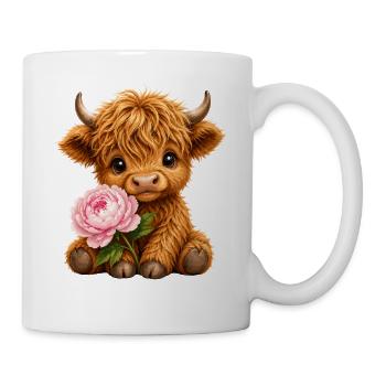 Vache des Highlands, vache des Highlands, bétail des Highlands, pivoines - Mug blanc - blanc - Droite