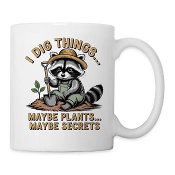 Waschbär-Gärtner: Nach Geheimnissen graben - Tasse - Weiß - Rechts