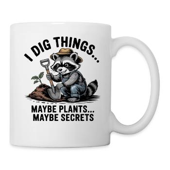 Raccoon Gardener Digging for Plants - Mug - white - Right
