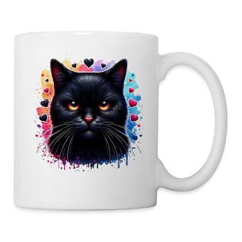 Schwarze Katze - Tasse - Weiß - Rechts