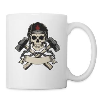 Motorrad Biker V-Twin Motor Skull Totenkopf Rocker - Tasse - Weiß - Rechts