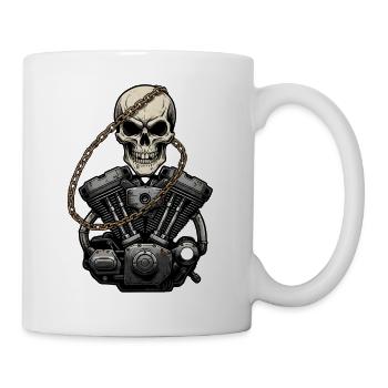 Motorrad Biker V-Twin Motor Skull Totenkopf Rocker - Tasse - Weiß - Rechts