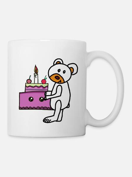 Teddy Teddy Bear Cake Kawaii Kids Birthday - Mug - white