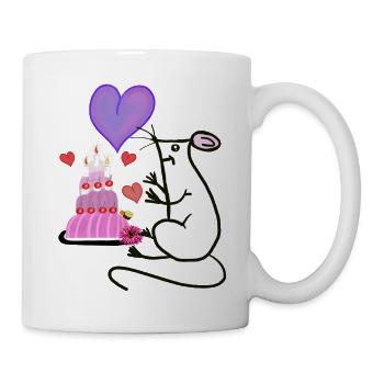 Mouse with Cake Heart Birthday Child - Mug - white - Right