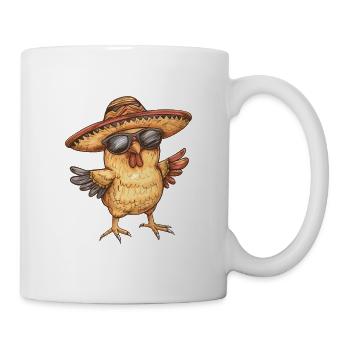 Huhn Comic Lustig Sombrero - Tasse - Weiß - Rechts