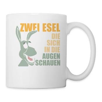 Zwei Esel die sich in die Augen schauen - Tasse - Weiß - Rechts