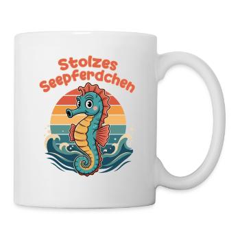 Stolzes Seepferdchen Schwimmen Retro Design - Tasse - Weiß - Rechts