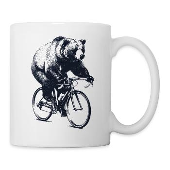 Bear sur une moto de course - Mug blanc - blanc - Droite