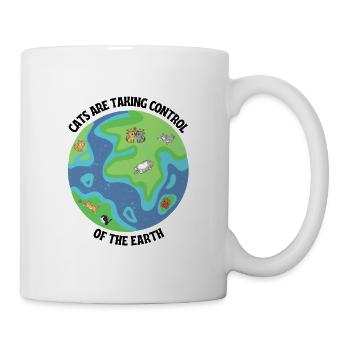 T-shirt Les chats prennent le contrôle de la Terre - Mug blanc - blanc - Droite