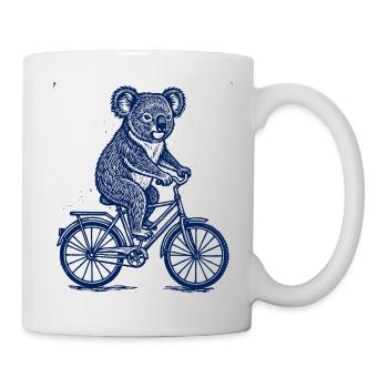 Koala auf Fahrrad Vintage Tier Illustration - Tasse - Weiß - Rechts