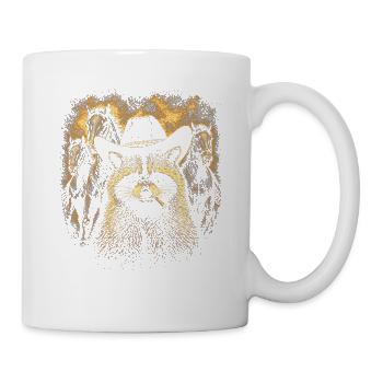 Raccoon in a Western hat - Mug - white - Right