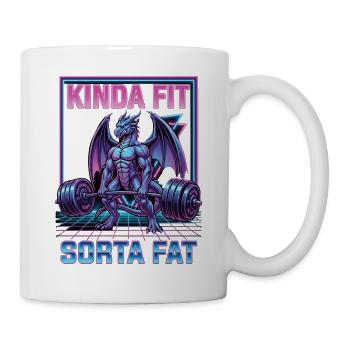 Plutôt en forme, un peu gros dragon en haltérophilie - Mug blanc - blanc - Droite