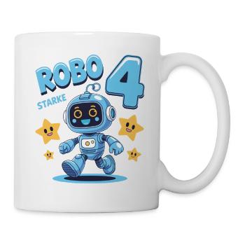 Robot Birthday Motif 4 Years Boy Gift - Mug - white - Right