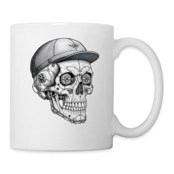 Steampunk Totenkopf Fahrrad Goggles Mechanic Skull - Tasse - Weiß - Rechts