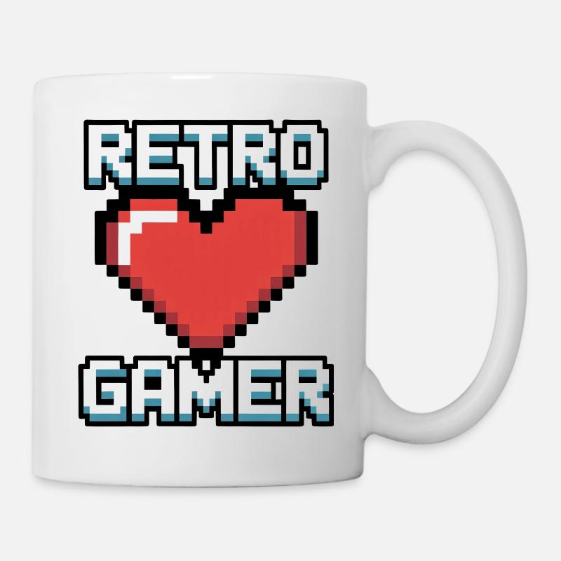 Cœur Pixel Gamer Rétro - Mug blanc - blanc